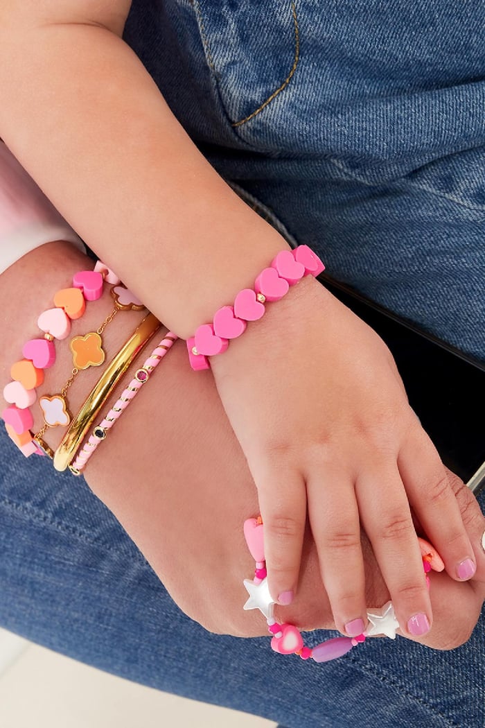 Kids - bracciale con cuori estate - Collezione mamma-figlia Green polymer clay h5Immagine2